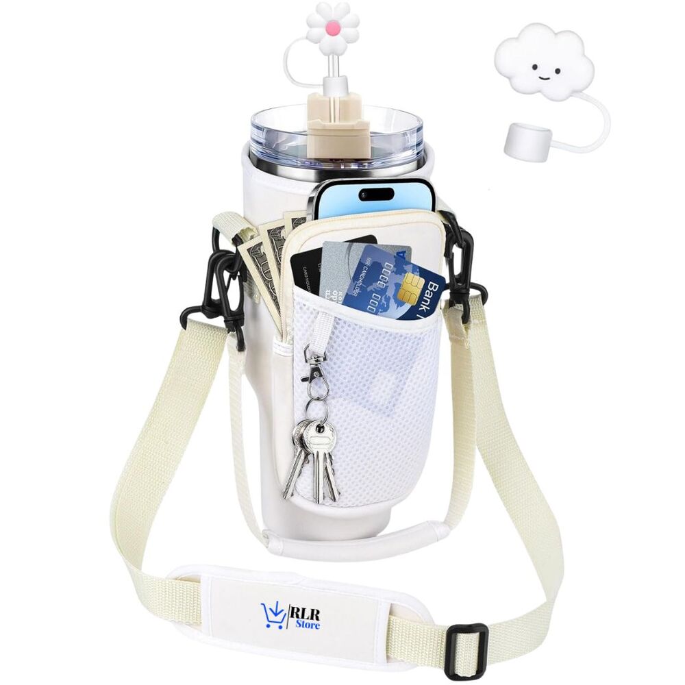 Water Bottle Carrier for Stanley 40oz – Neoprene Bag with Strap & Handle